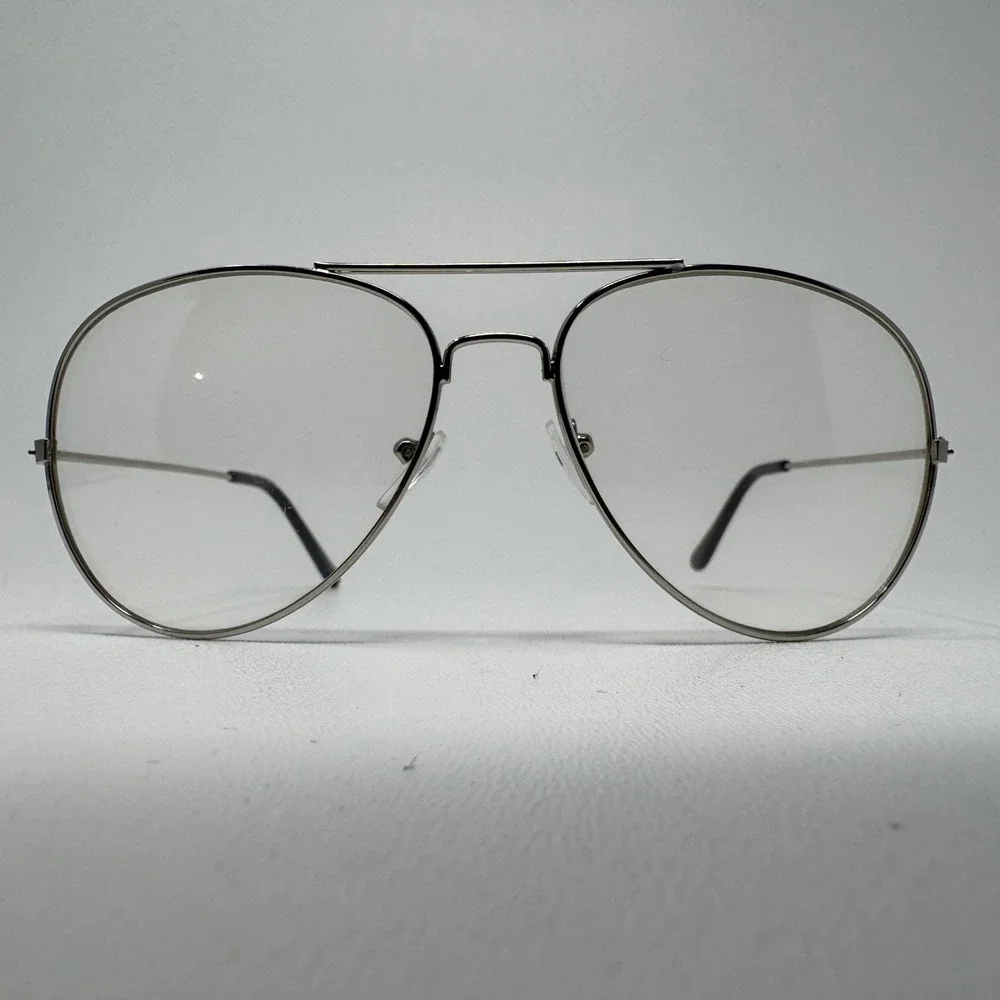 Unbranded Aviator CLR Silver Metal Frame Clear Lens Glasses Retro Fashion